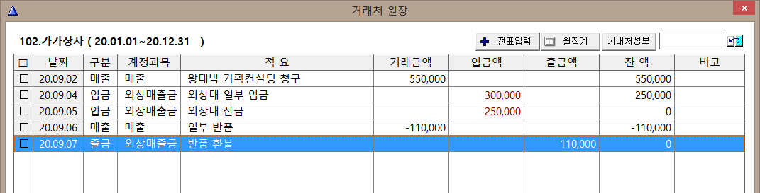 거래처원장