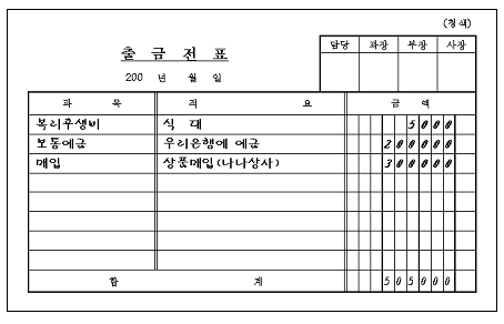 수기 출금전표